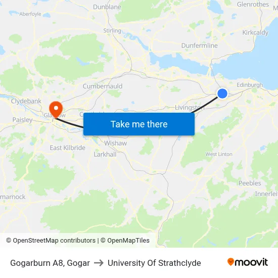 Gogarburn A8, Gogar to University Of Strathclyde map
