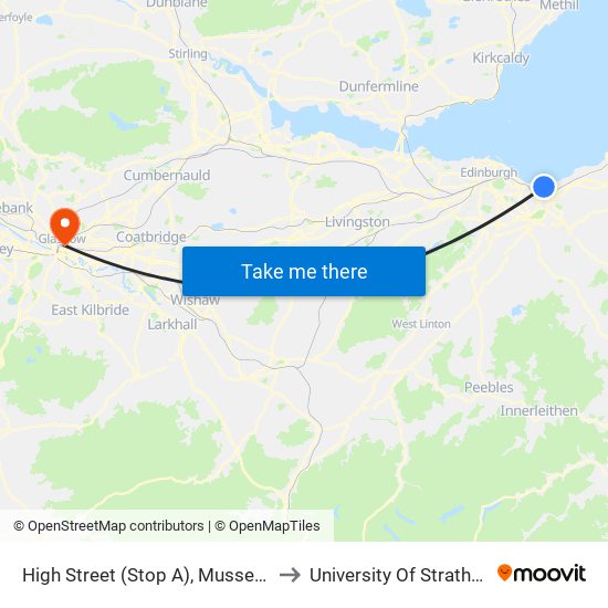 High Street (Stop A), Musselburgh to University Of Strathclyde map