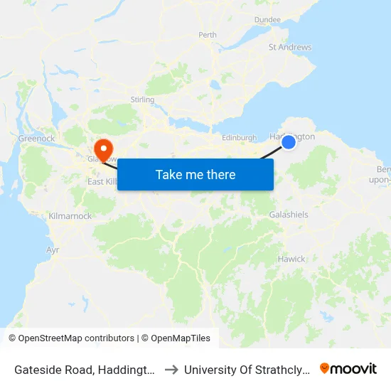 Gateside Road, Haddington to University Of Strathclyde map