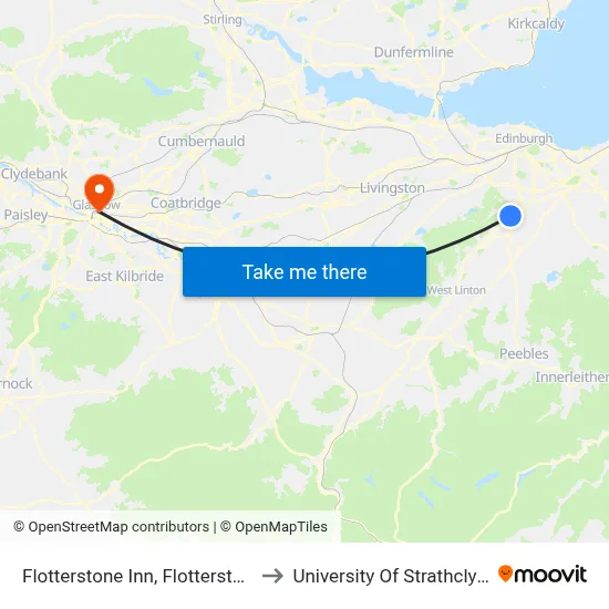 Flotterstone Inn, Flotterstone to University Of Strathclyde map