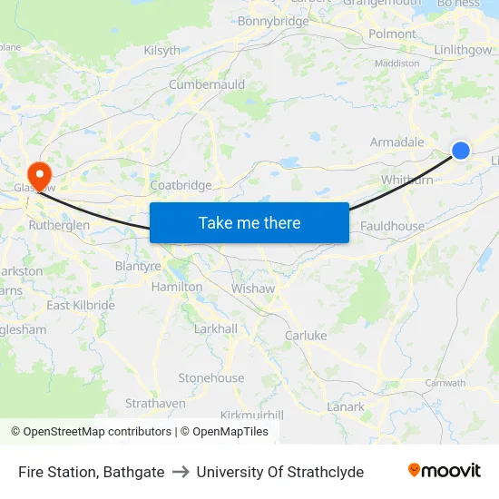 Fire Station, Bathgate to University Of Strathclyde map
