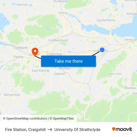 Fire Station, Craigshill to University Of Strathclyde map