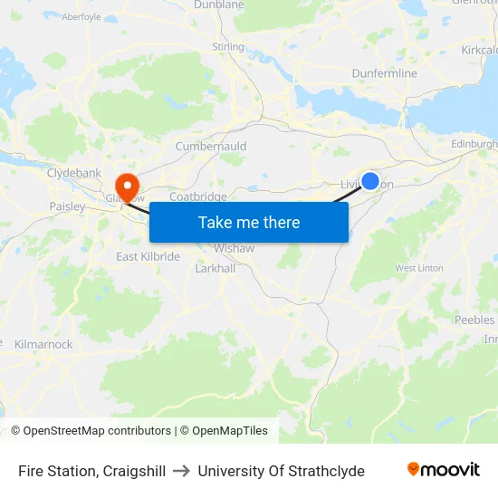 Fire Station, Craigshill to University Of Strathclyde map