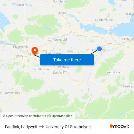 Fastlink, Ladywell to University Of Strathclyde map