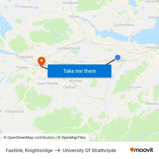Fastlink, Knightsridge to University Of Strathclyde map