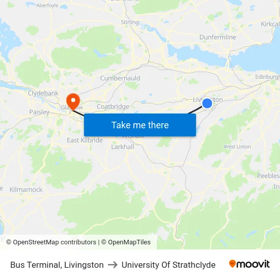 Bus Terminal, Livingston to University Of Strathclyde map