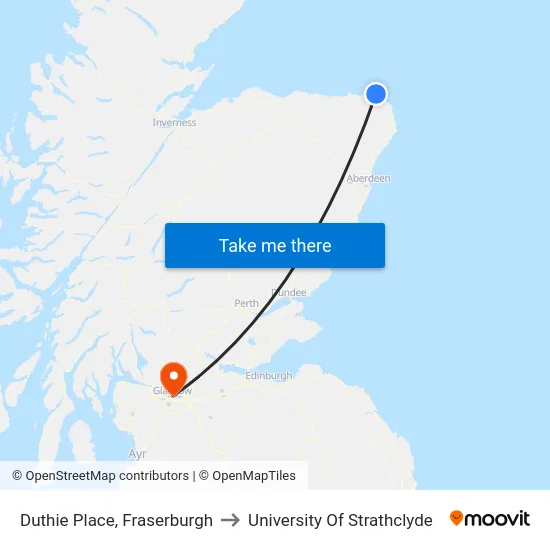Duthie Place, Fraserburgh to University Of Strathclyde map
