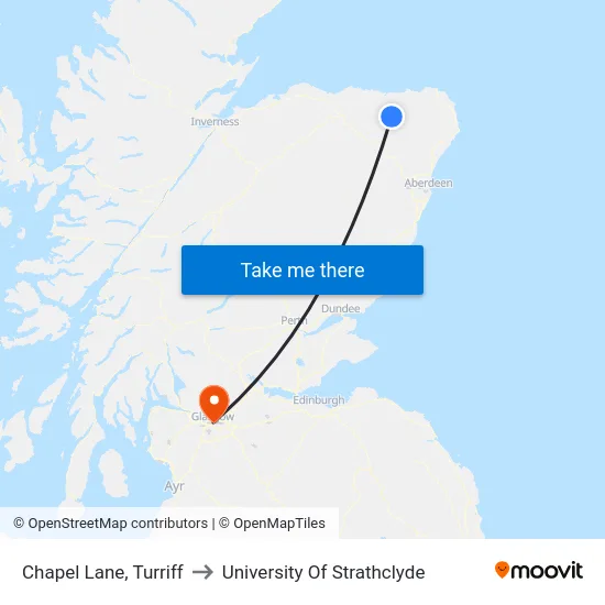 Chapel Lane, Turriff to University Of Strathclyde map