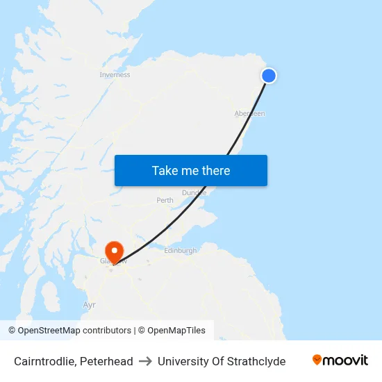 Cairntrodlie, Peterhead to University Of Strathclyde map