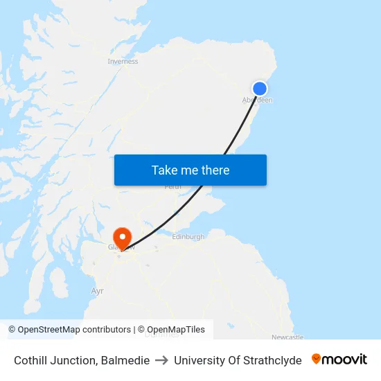 Cothill Junction, Balmedie to University Of Strathclyde map