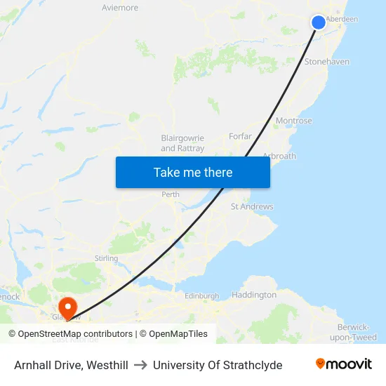 Arnhall Drive, Westhill to University Of Strathclyde map