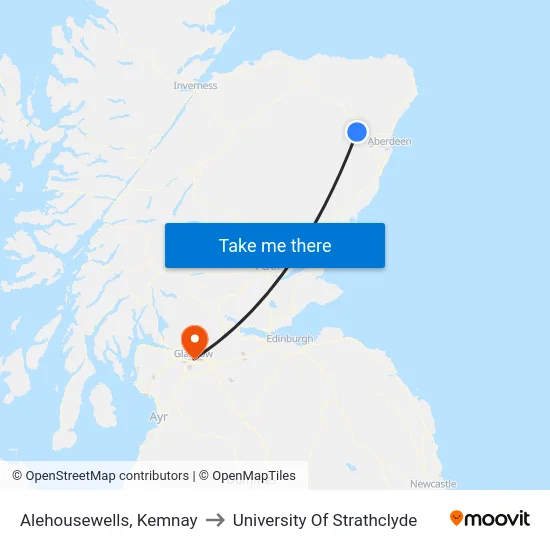 Alehousewells, Kemnay to University Of Strathclyde map