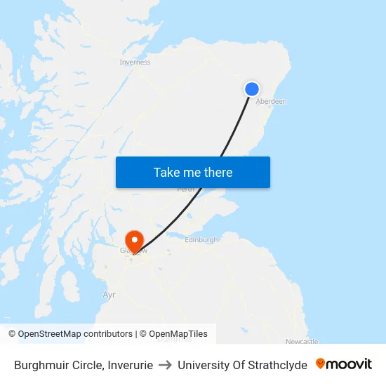 Burghmuir Circle, Inverurie to University Of Strathclyde map