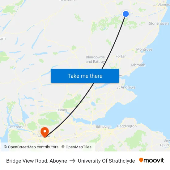 Bridge View Road, Aboyne to University Of Strathclyde map