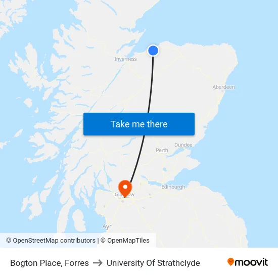 Bogton Place, Forres to University Of Strathclyde map
