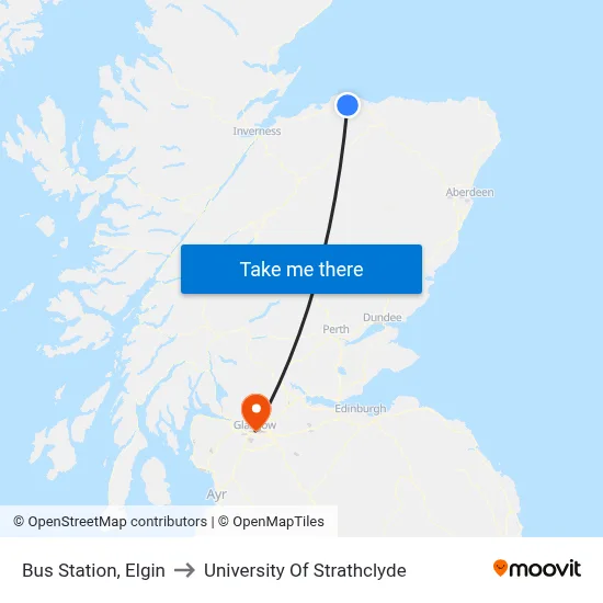 Bus Station, Elgin to University Of Strathclyde map