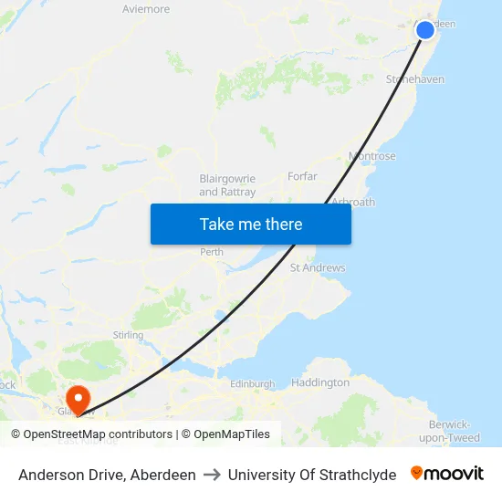 Anderson Drive, Aberdeen to University Of Strathclyde map