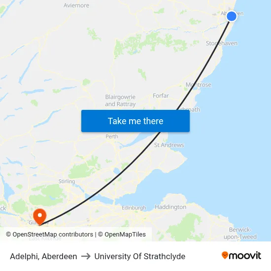 Adelphi, Aberdeen to University Of Strathclyde map