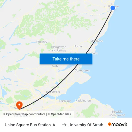 Union Square Bus Station, Aberdeen to University Of Strathclyde map