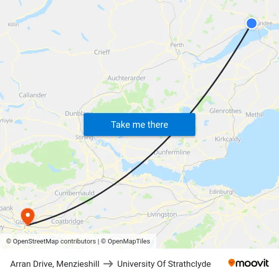 Arran Drive, Menzieshill to University Of Strathclyde map