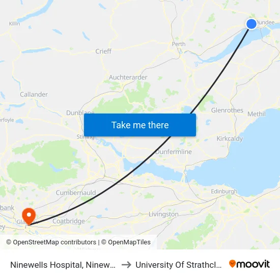 Ninewells Hospital, Ninewells to University Of Strathclyde map