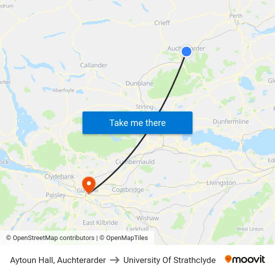 Aytoun Hall, Auchterarder to University Of Strathclyde map