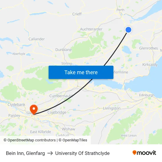 Bein Inn, Glenfarg to University Of Strathclyde map