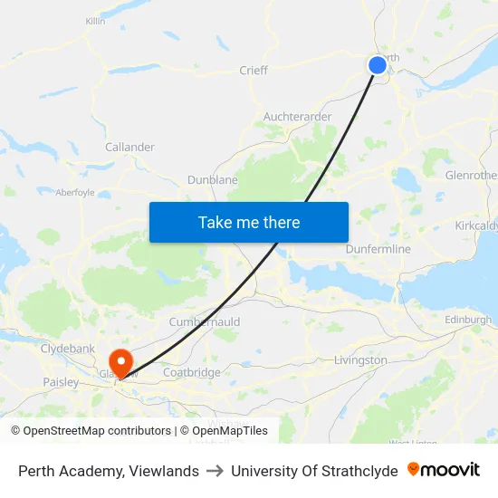 Perth Academy, Viewlands to University Of Strathclyde map