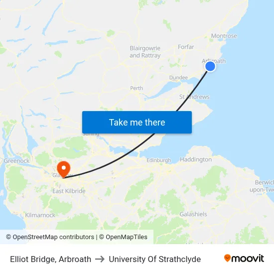 Elliot Bridge, Arbroath to University Of Strathclyde map