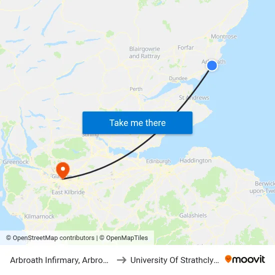 Arbroath Infirmary, Arbroath to University Of Strathclyde map