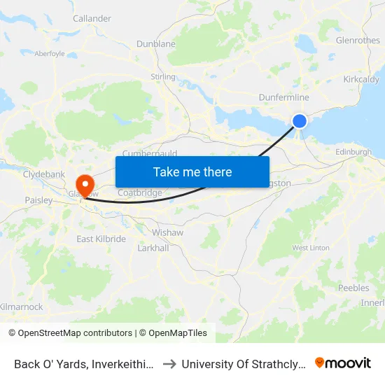 Back O' Yards, Inverkeithing to University Of Strathclyde map