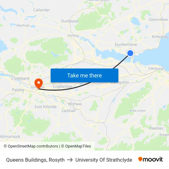Queens Buildings, Rosyth to University Of Strathclyde map