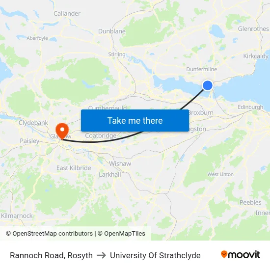 Rannoch Road, Rosyth to University Of Strathclyde map