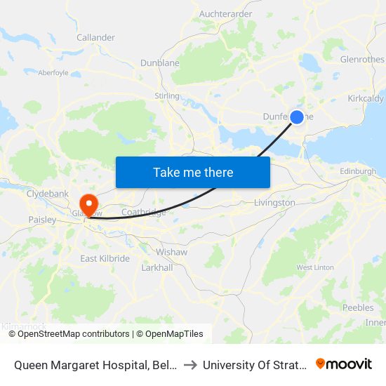 Queen Margaret Hospital, Bellyeoman to University Of Strathclyde map