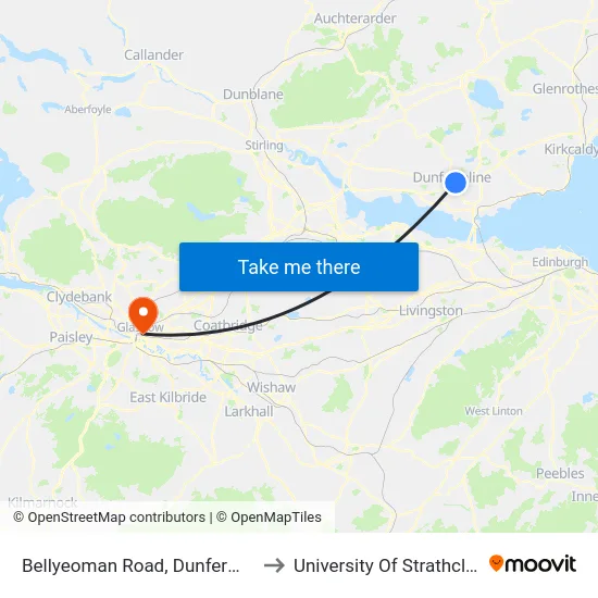 Bellyeoman Road, Dunfermline to University Of Strathclyde map