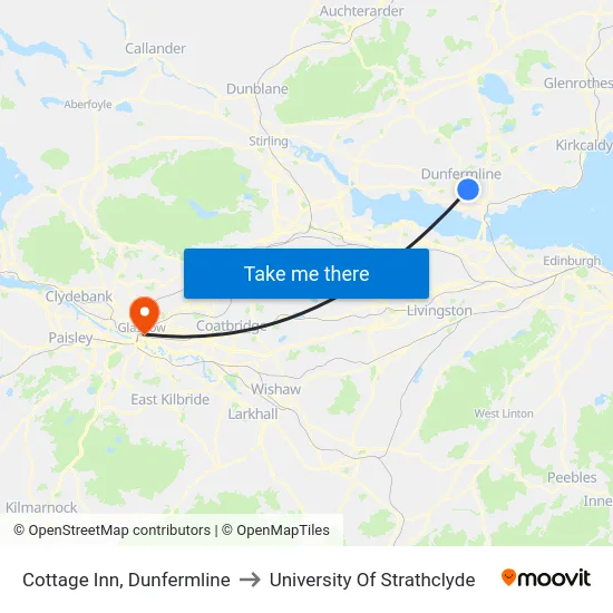 Cottage Inn, Dunfermline to University Of Strathclyde map