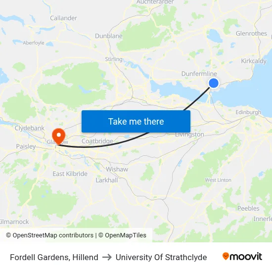 Fordell Gardens, Hillend to University Of Strathclyde map
