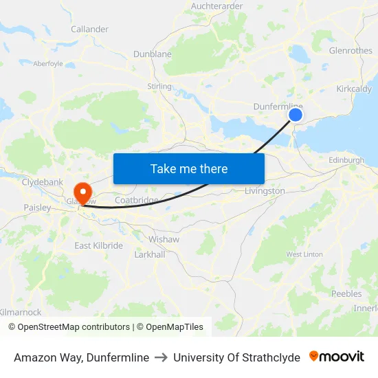 Amazon Way, Dunfermline to University Of Strathclyde map