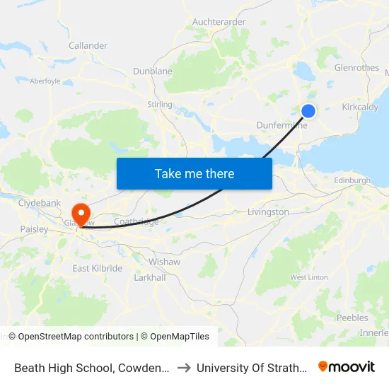 Beath High School, Cowdenbeath to University Of Strathclyde map