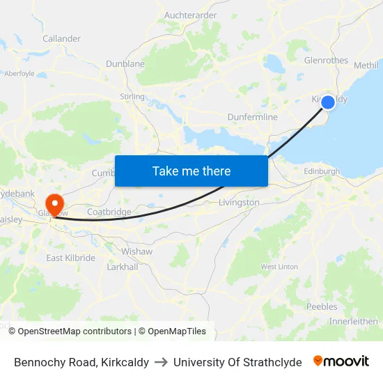 Bennochy Road, Kirkcaldy to University Of Strathclyde map