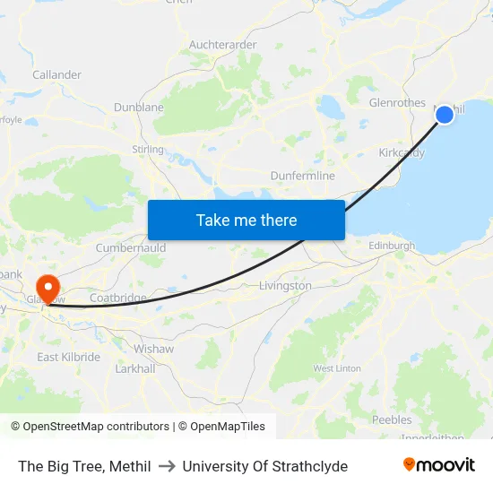 The Big Tree, Methil to University Of Strathclyde map