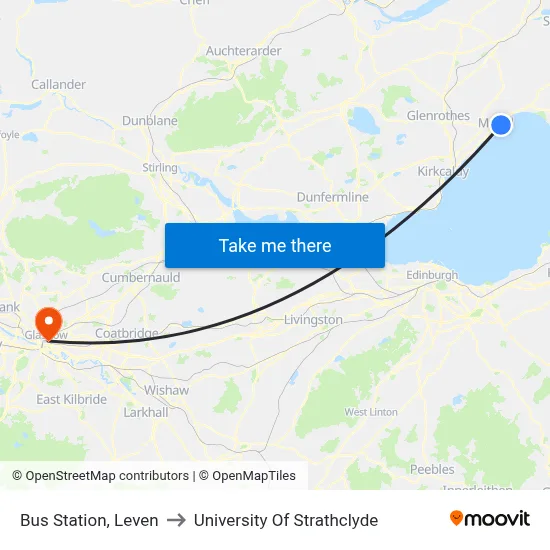 Bus Station, Leven to University Of Strathclyde map