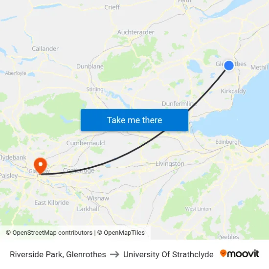 Riverside Park, Glenrothes to University Of Strathclyde map