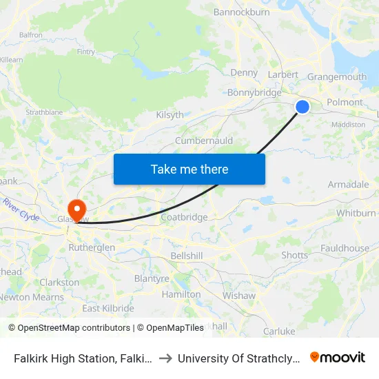 Falkirk High Station, Falkirk to University Of Strathclyde map