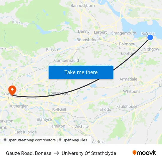Gauze Road, Boness to University Of Strathclyde map