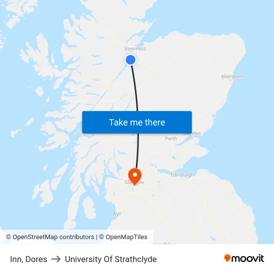 Inn, Dores to University Of Strathclyde map