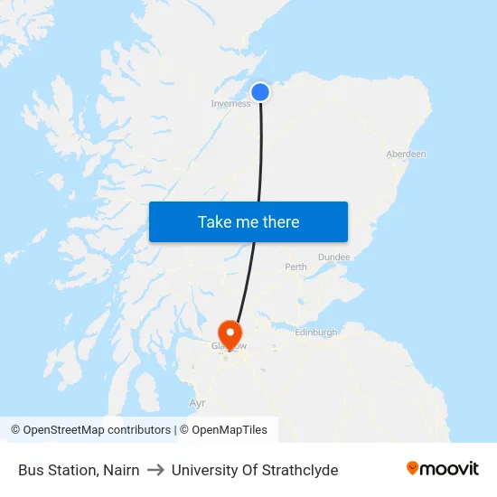 Bus Station, Nairn to University Of Strathclyde map
