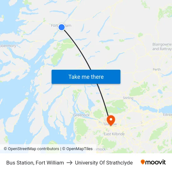 Bus Station, Fort William to University Of Strathclyde map