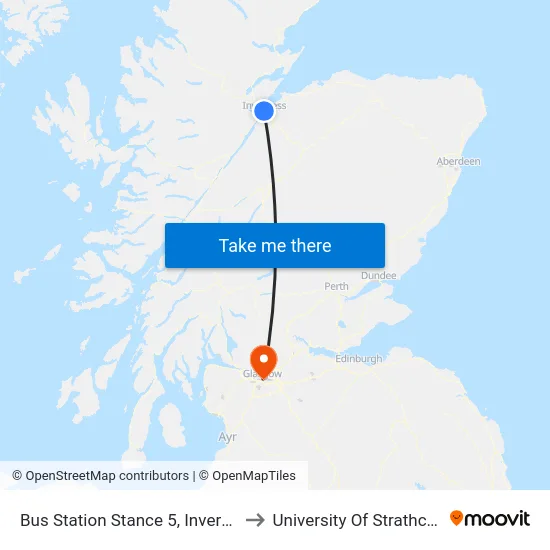 Bus Station Stance 5, Inverness to University Of Strathclyde map