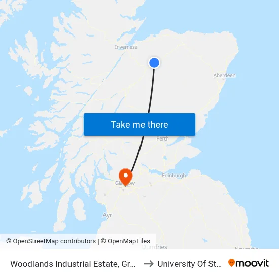 Woodlands Industrial Estate, Grantown-On-Spey to University Of Strathclyde map